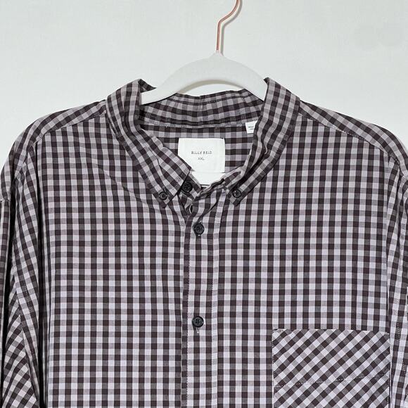 Billy Reid Standard Fit Long Sleeve Button Down Gingham Shirt Gray Mens Size XXL - Picture 3 of 8